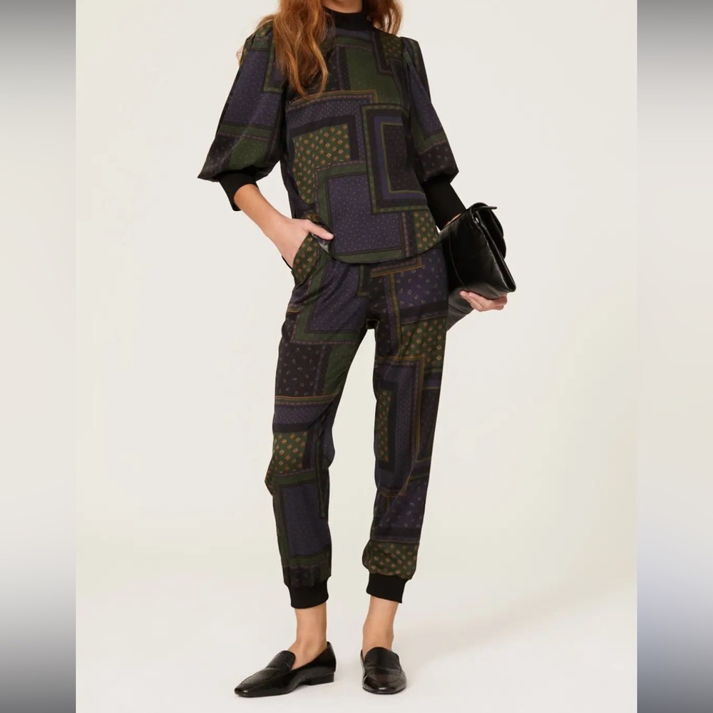 Veronica Beard Avamere Patchwork Pants Green XS